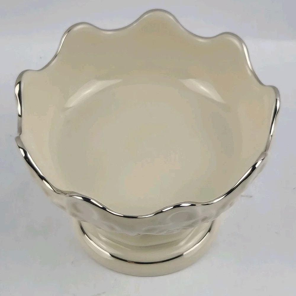Lenox Candy Dish / Nut Bowl Platinum Rim - Fleur de Lis Collection, Trinket Dish